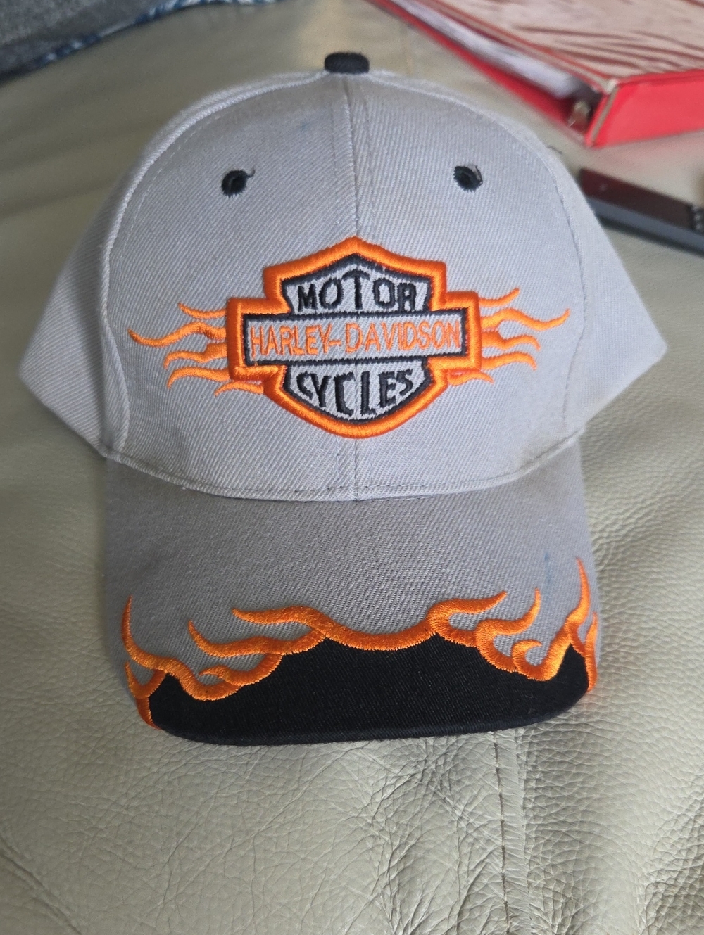Harley-Davidson Gray Cap with Orange Flame Logo